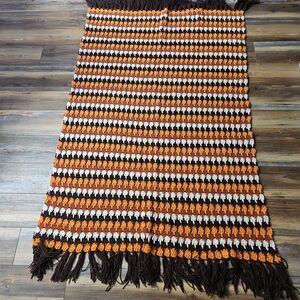 Handmade Crochet Blanket with Fringe